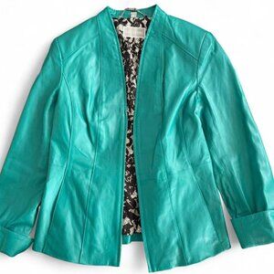 GUILLAUME teal green 100% professional leather jacket